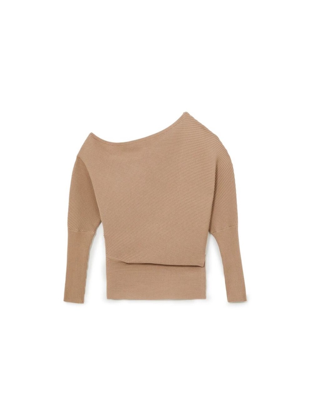 Reiss Off-Shoulder Ribbed Sweater - Beige - Picture 3 of 3